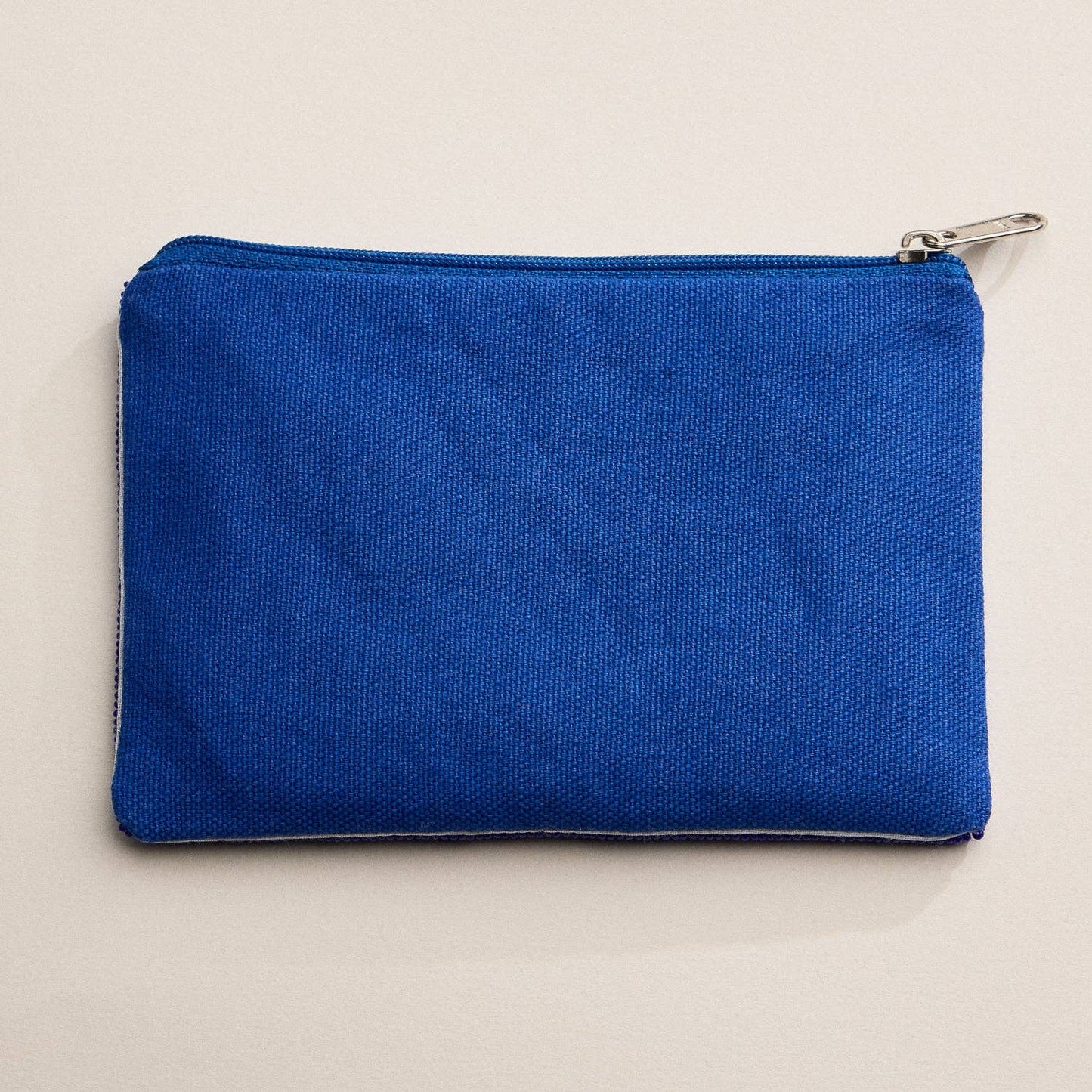 Blue Beaded Mosaic Zipper Pouch: BL / ONE