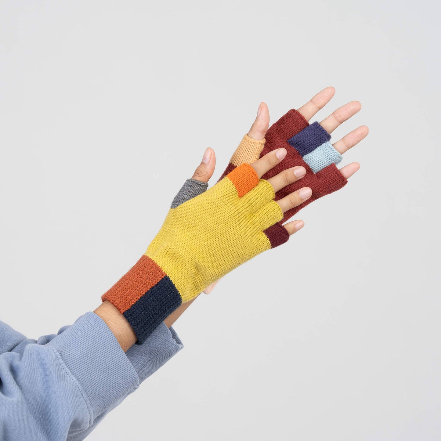 Mismatch Fingerless Gloves: Rainbow