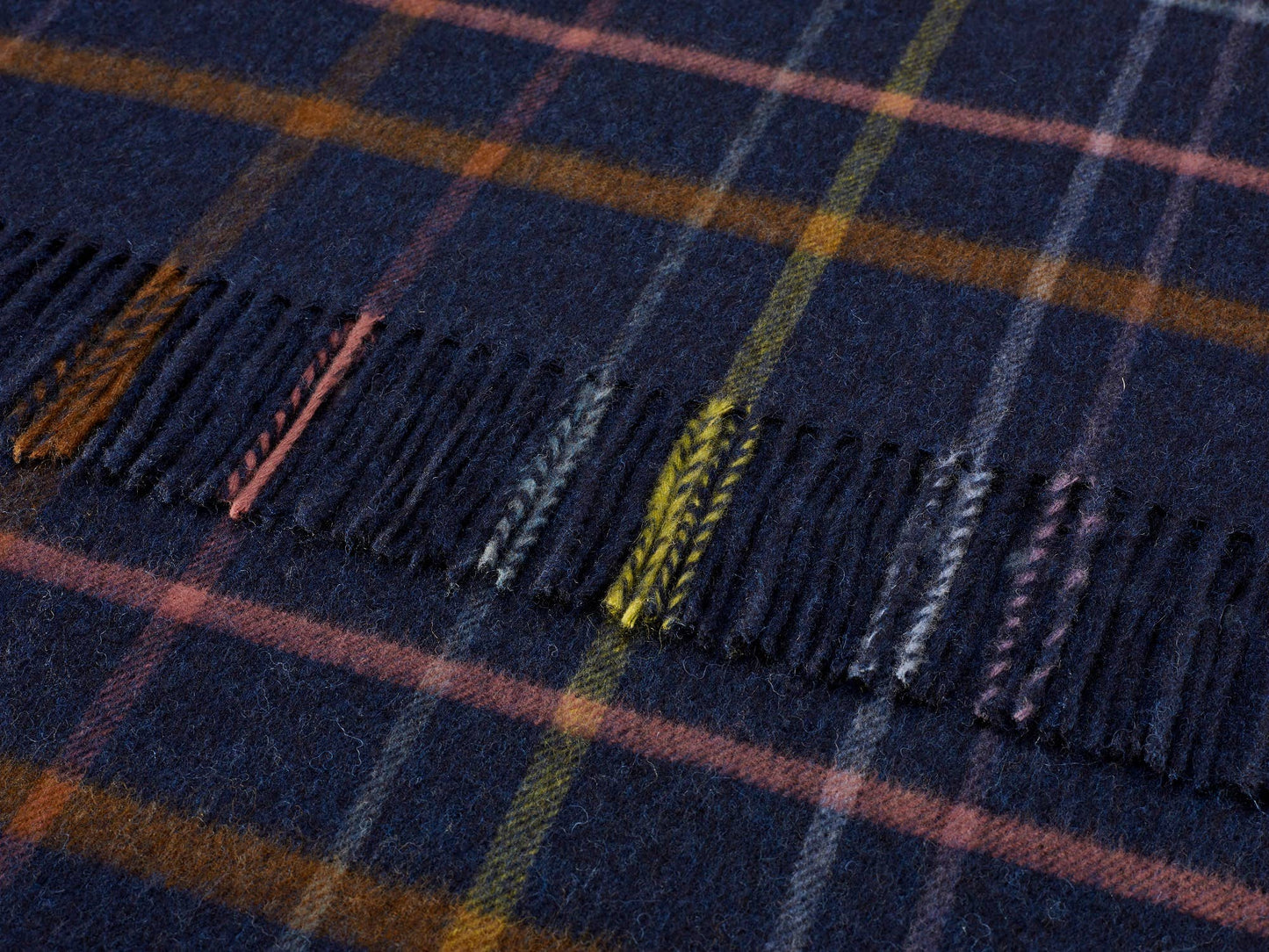 Merino Lambswool - VAR Windowpane Rainbow Throw Gray Multi, Made in England: Gray