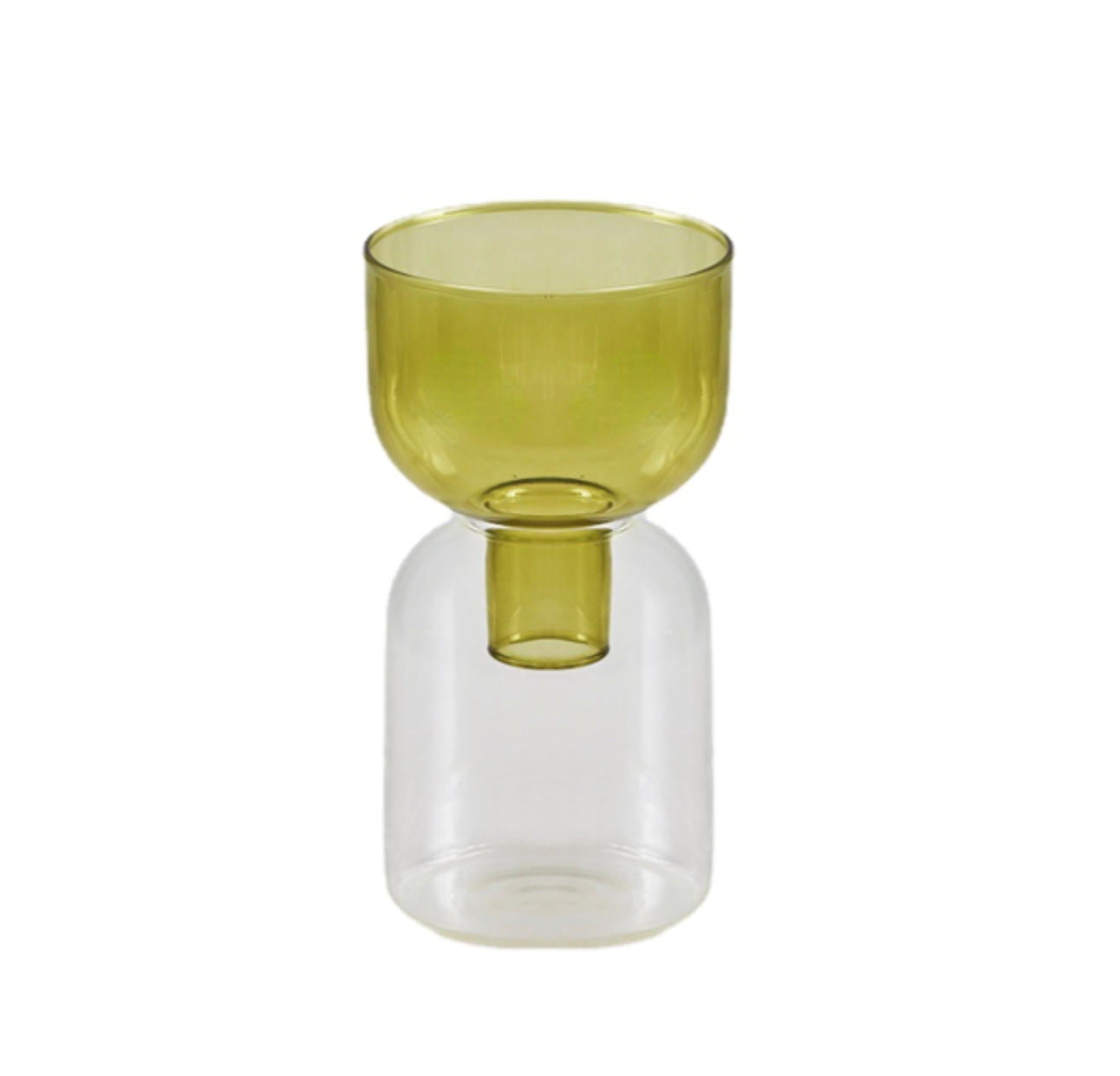 Two Way Terrarium Hydroponic Plant Vase / Candle Holder: Clear-Yellow