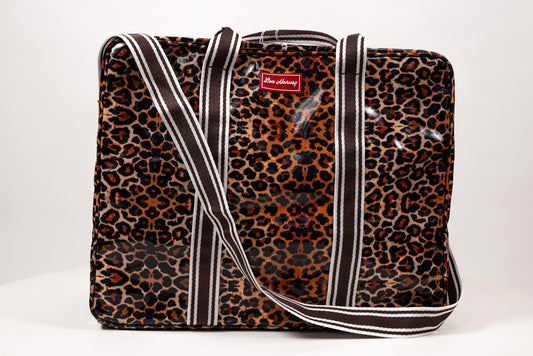 Square Leopard Print Overnight Bag