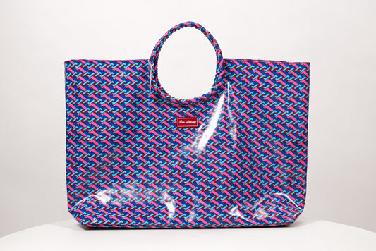 Weave Blue Red Tote Beach Bag