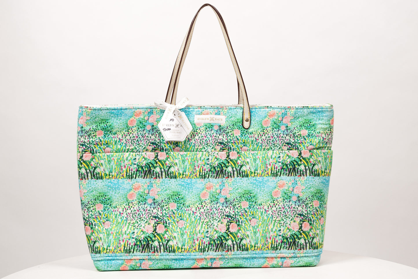 Pink Roses on Green Original Canvas Tote