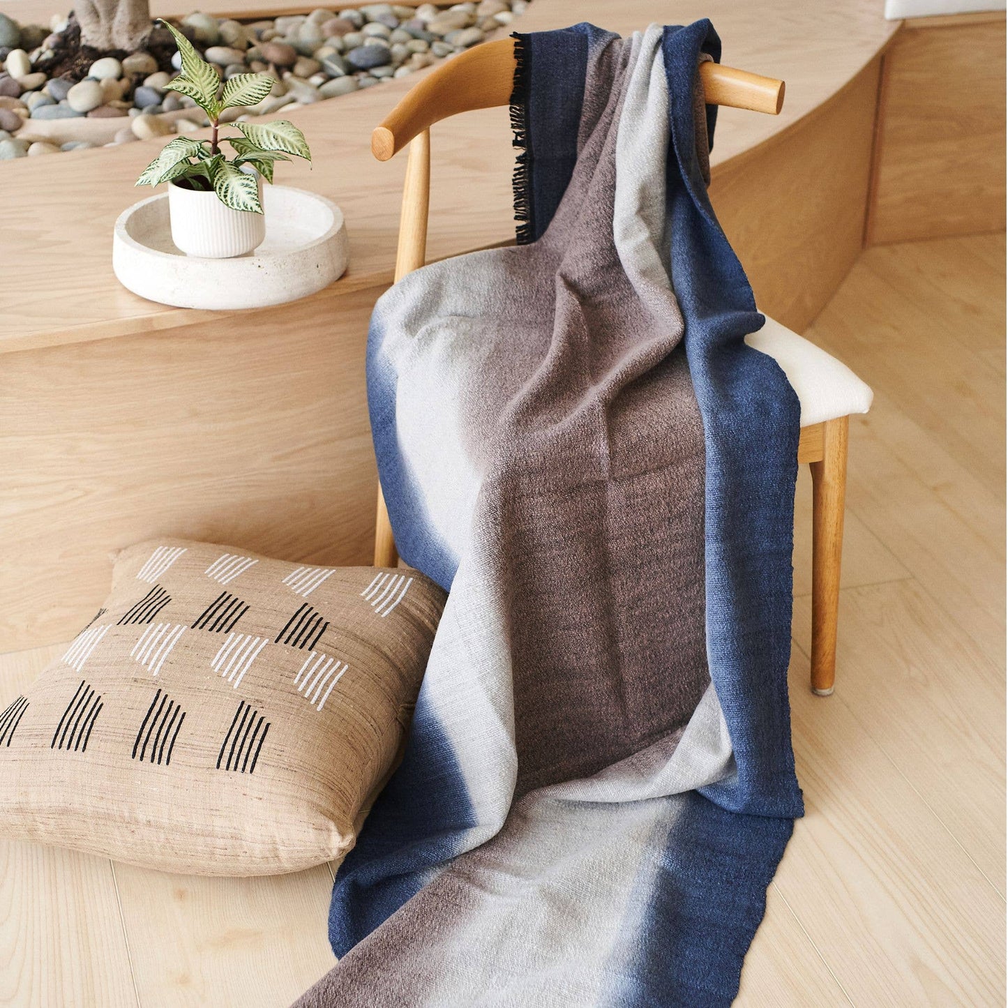 Moonstruck Blue Gray Handloom Merino Throw : Blue