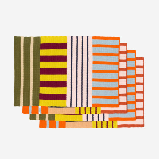 Patchwork Stripe Placemat Set: Desert