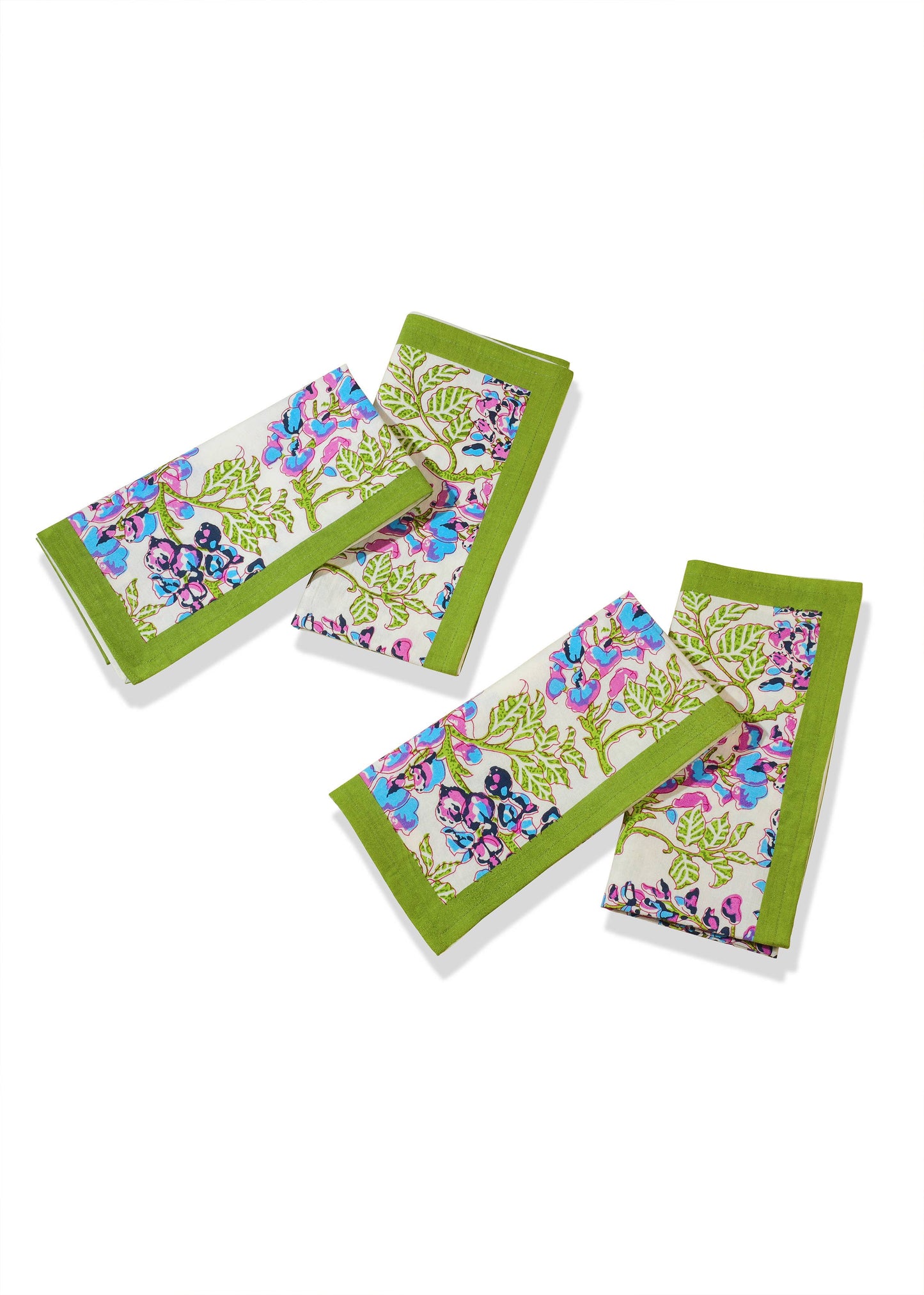 Bluebell Symphony Block Print Cotton Napkins