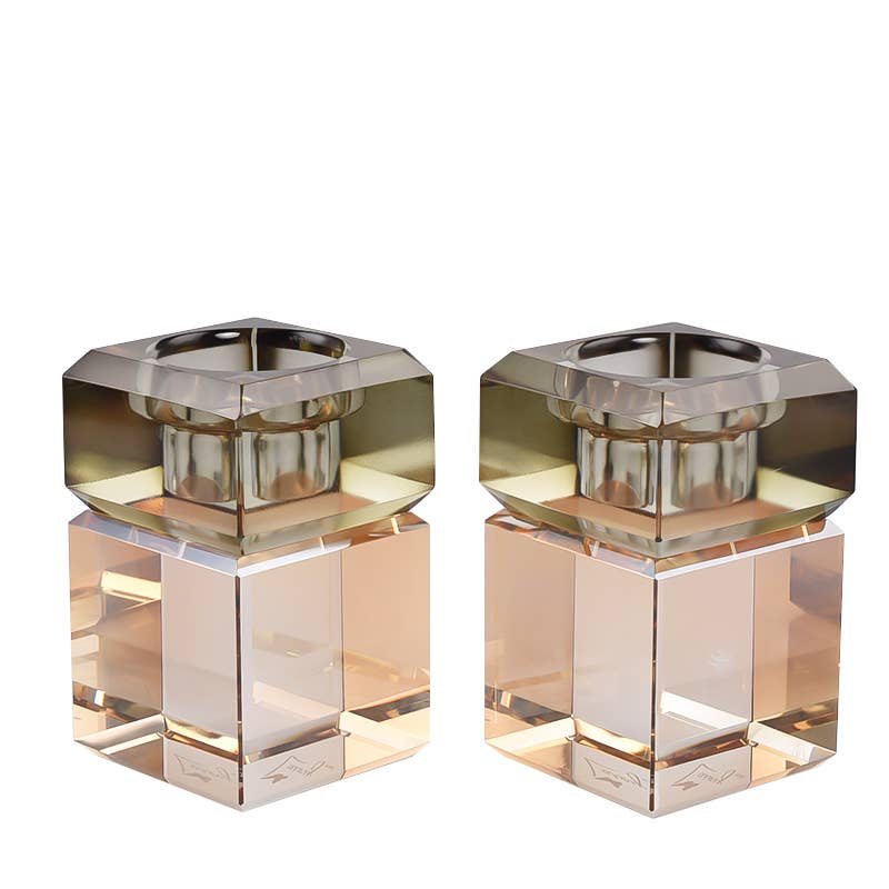 Regal Two Tone Candleholders: Frosted/Clear