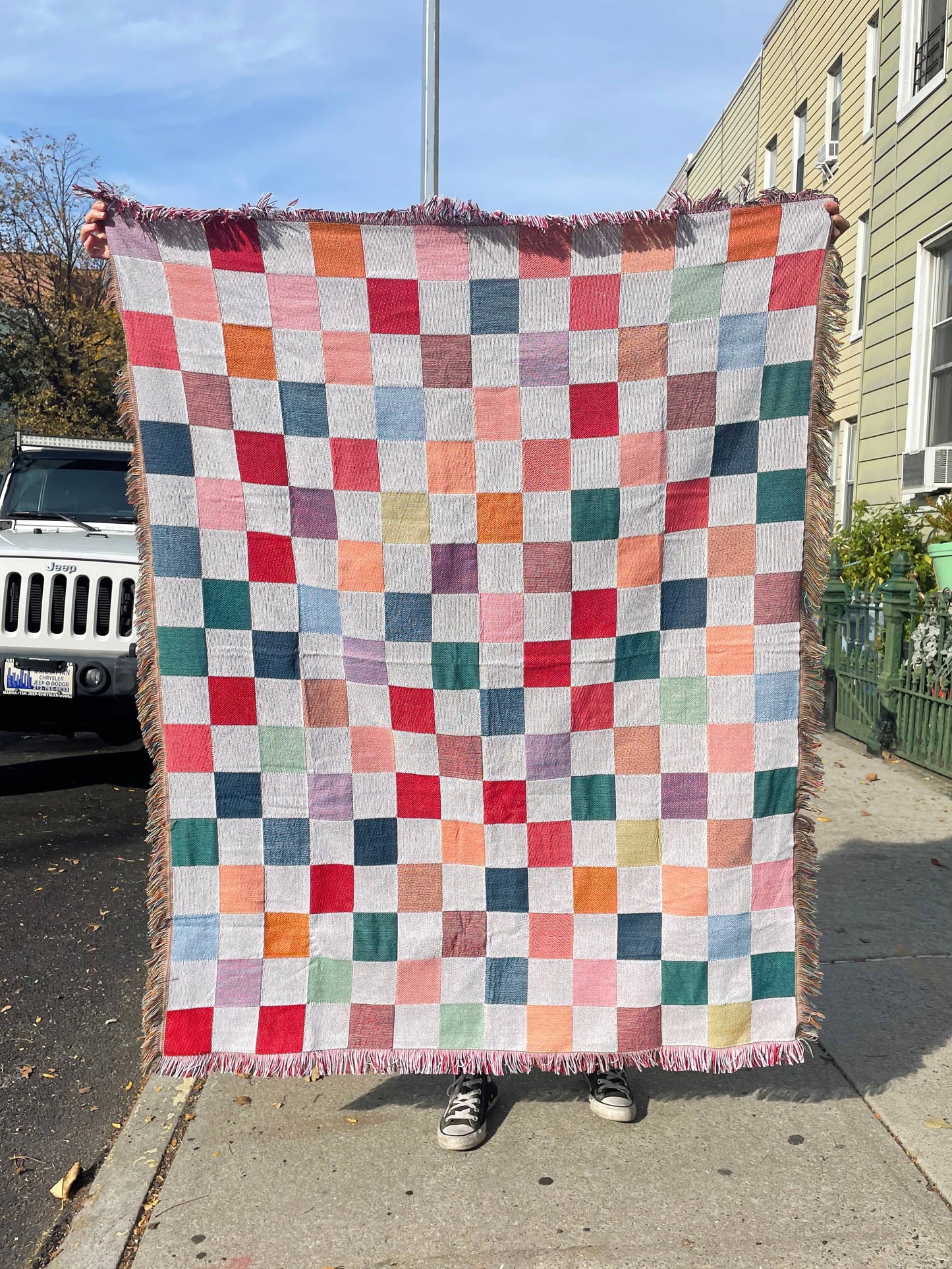 Tile Checker Woven Throw Blanket