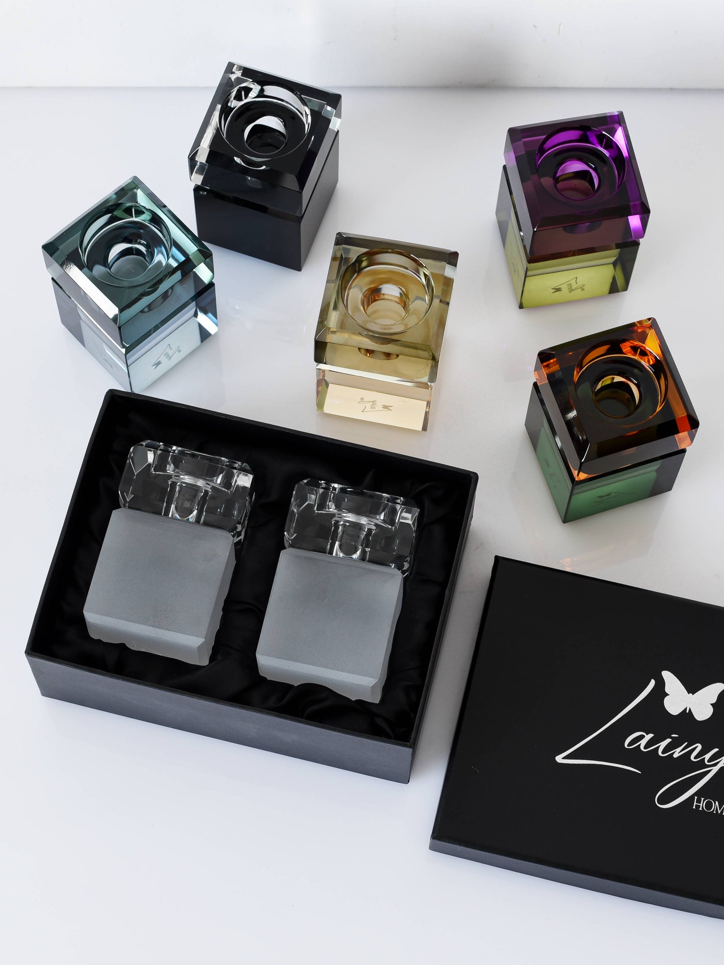 Regal Two Tone Candleholders: ORANGE/GREEN