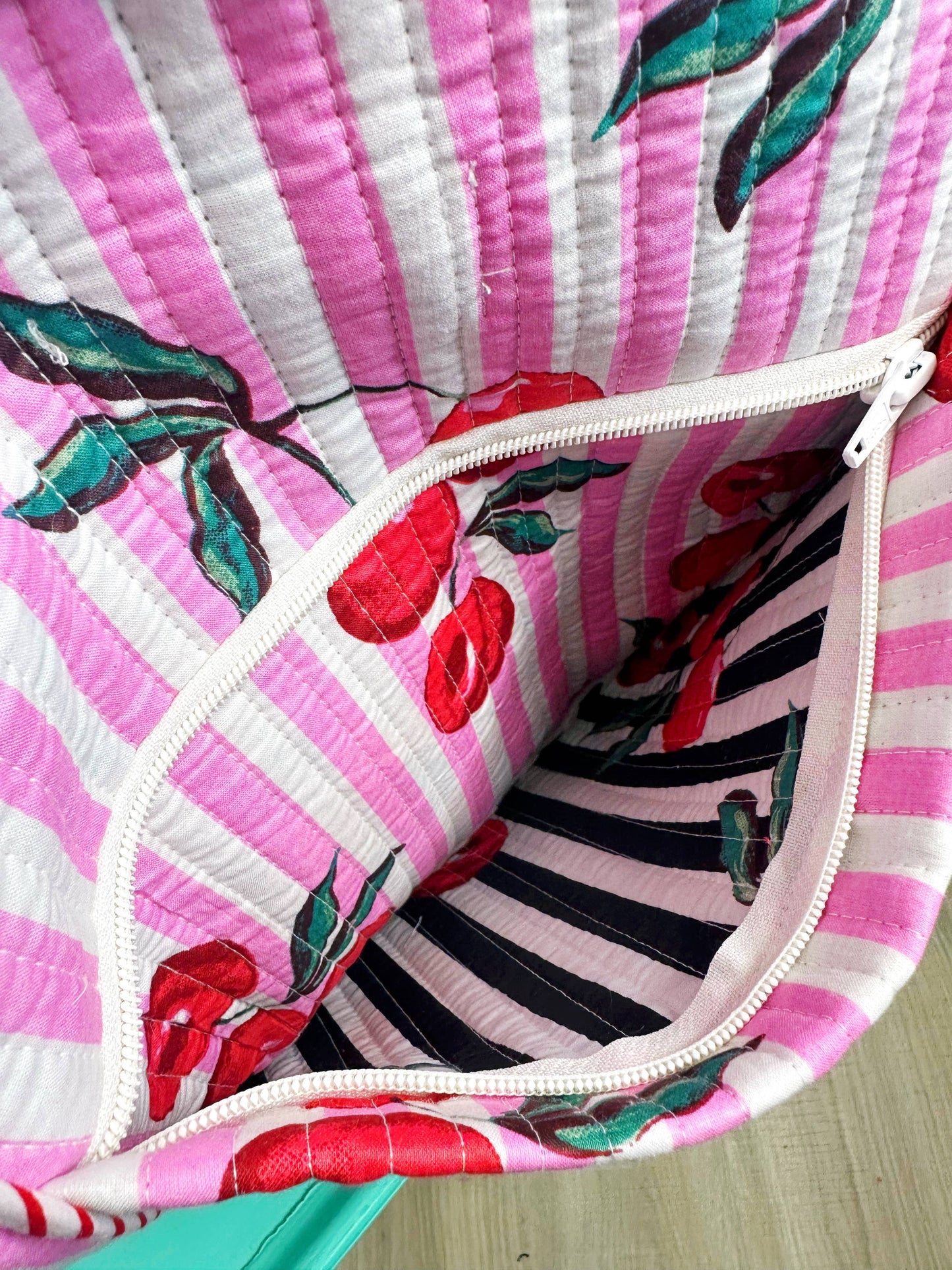 Quilted Duffle Bag | Weekender Travel Bags | Cherry Print