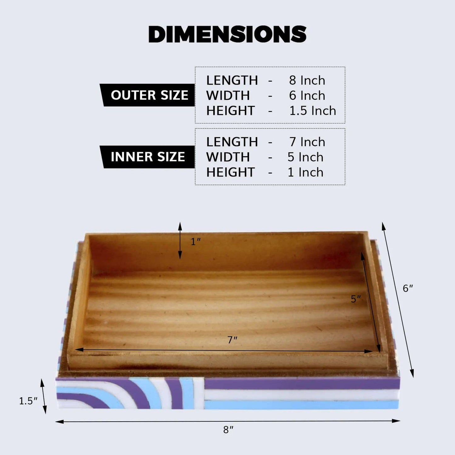 Decorative Storage Box Carnaby Hip Collection: 8x6x1.5