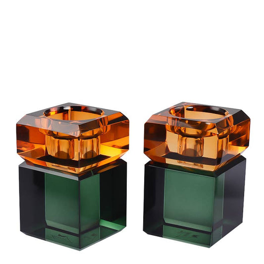 Regal Two Tone Candleholders: ORANGE/GREEN