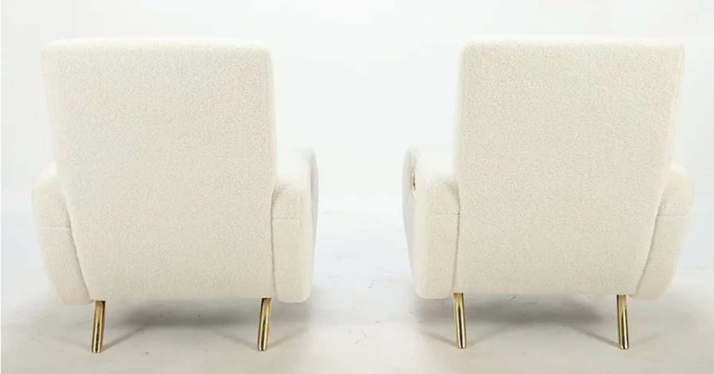 Pair stylish brass mounted armchairs