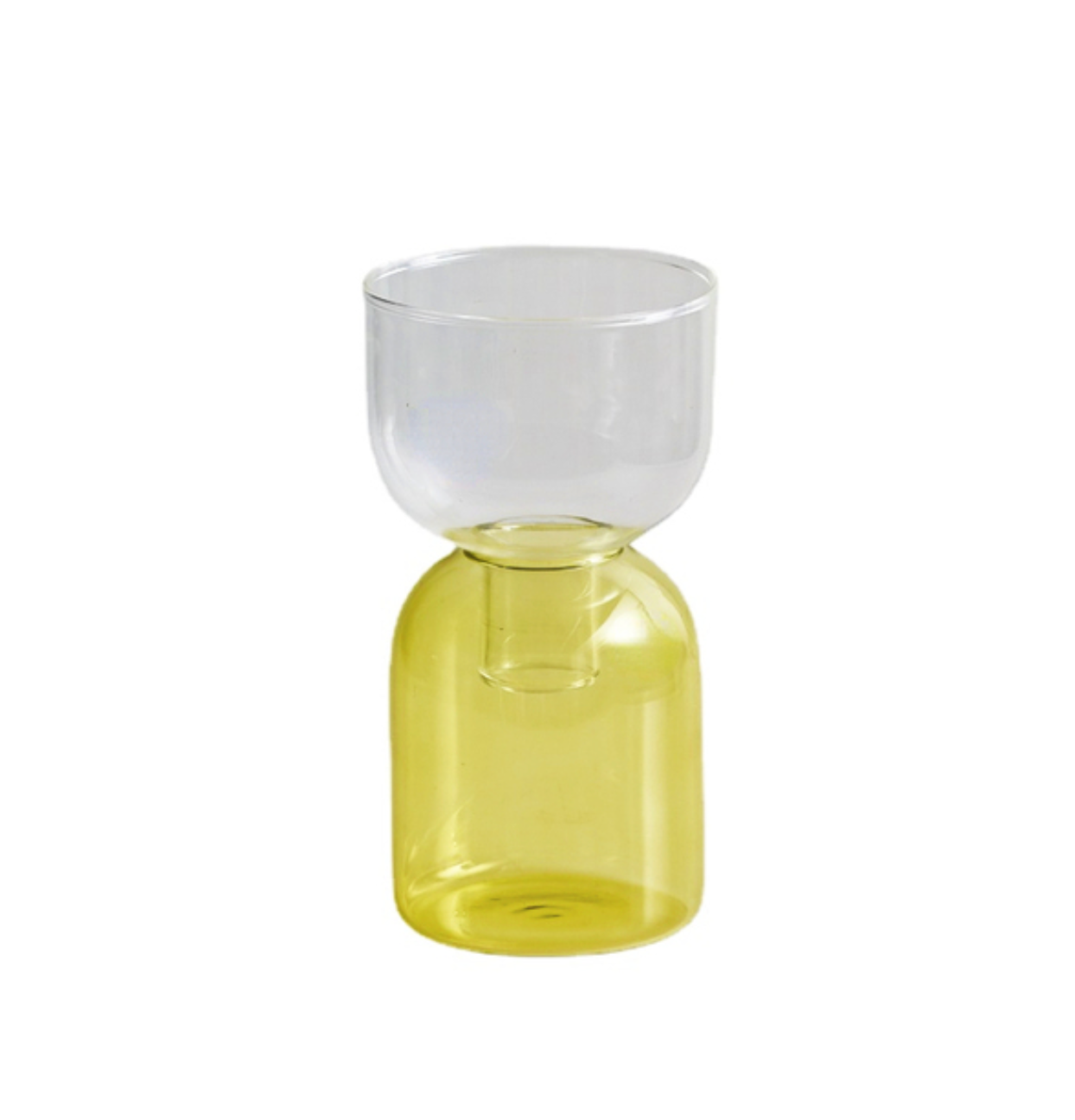 Two Way Terrarium Hydroponic Plant Vase / Candle Holder: Clear-Yellow