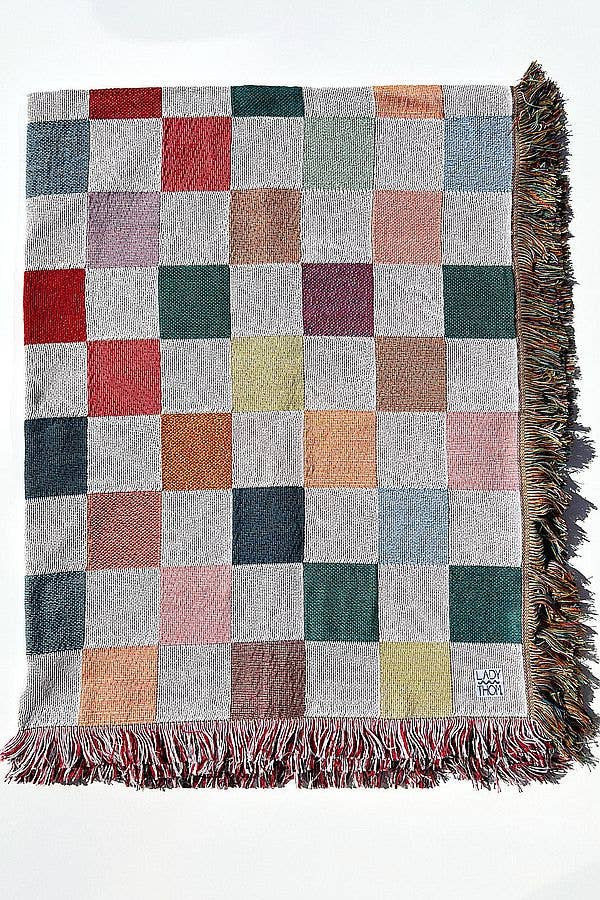 Tile Checker Woven Throw Blanket