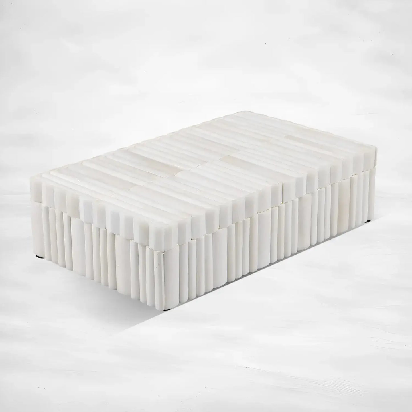 Ivory Stem Bone Inlay Decorative Storage Boxes Centerpiece: 8x6x1.5