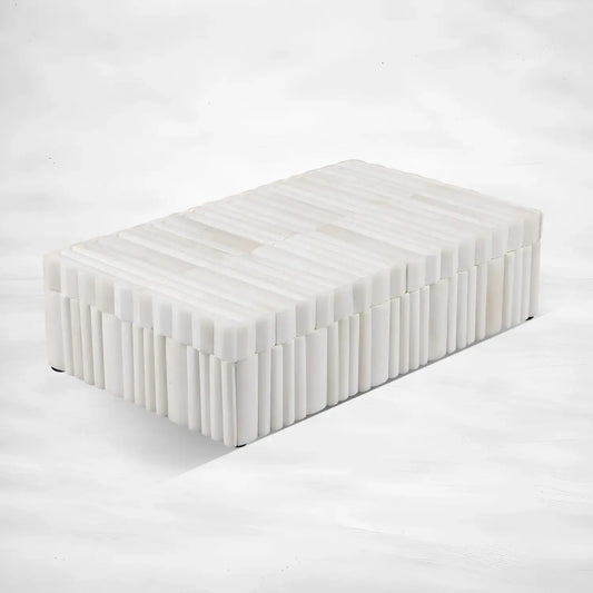 Ivory Stem Bone Inlay Decorative Storage Boxes Centerpiece: 8x6x1.5