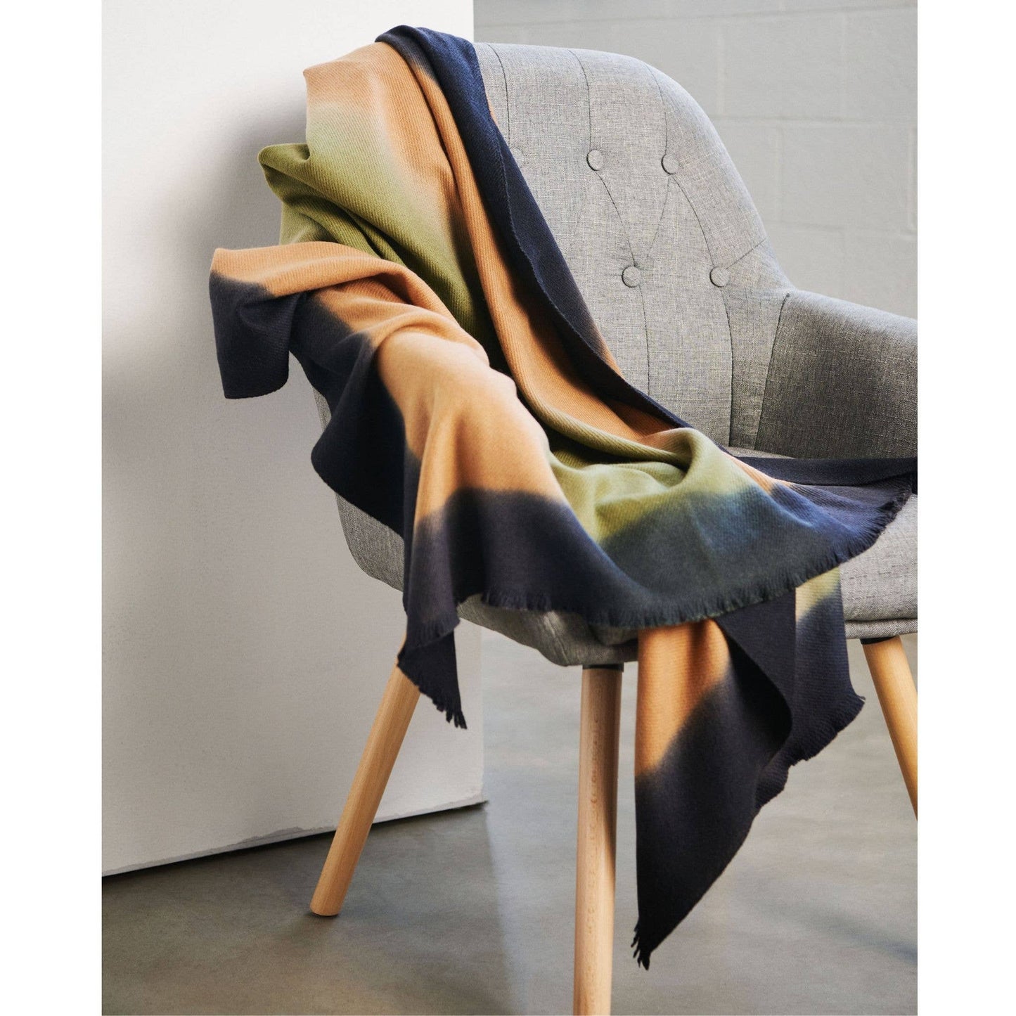 Olyv Ombre Green Brown Soft Modern Merino Handwoven Throw