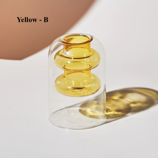 Nordic Hydroponic Colored Glass Vase: Yellow A