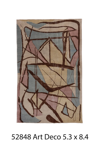 Art Deco rug . 8’ 4” x 5’3”