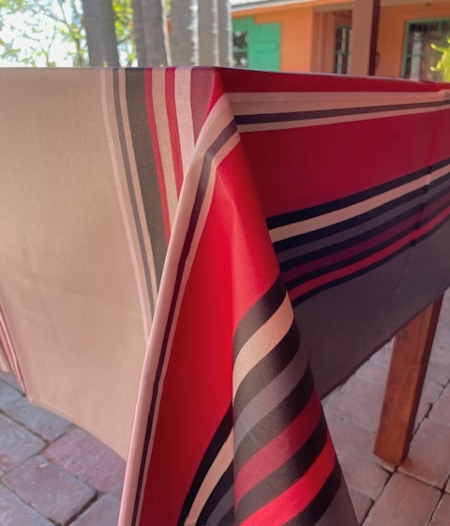 French Tablecloth Stripe Basque Coated Tablecloth Collection: Red