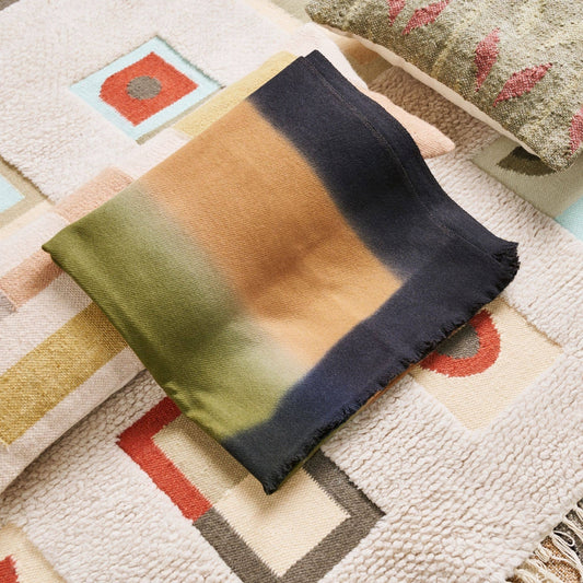 Olyv Ombre Green Brown Soft Modern Merino Handwoven Throw