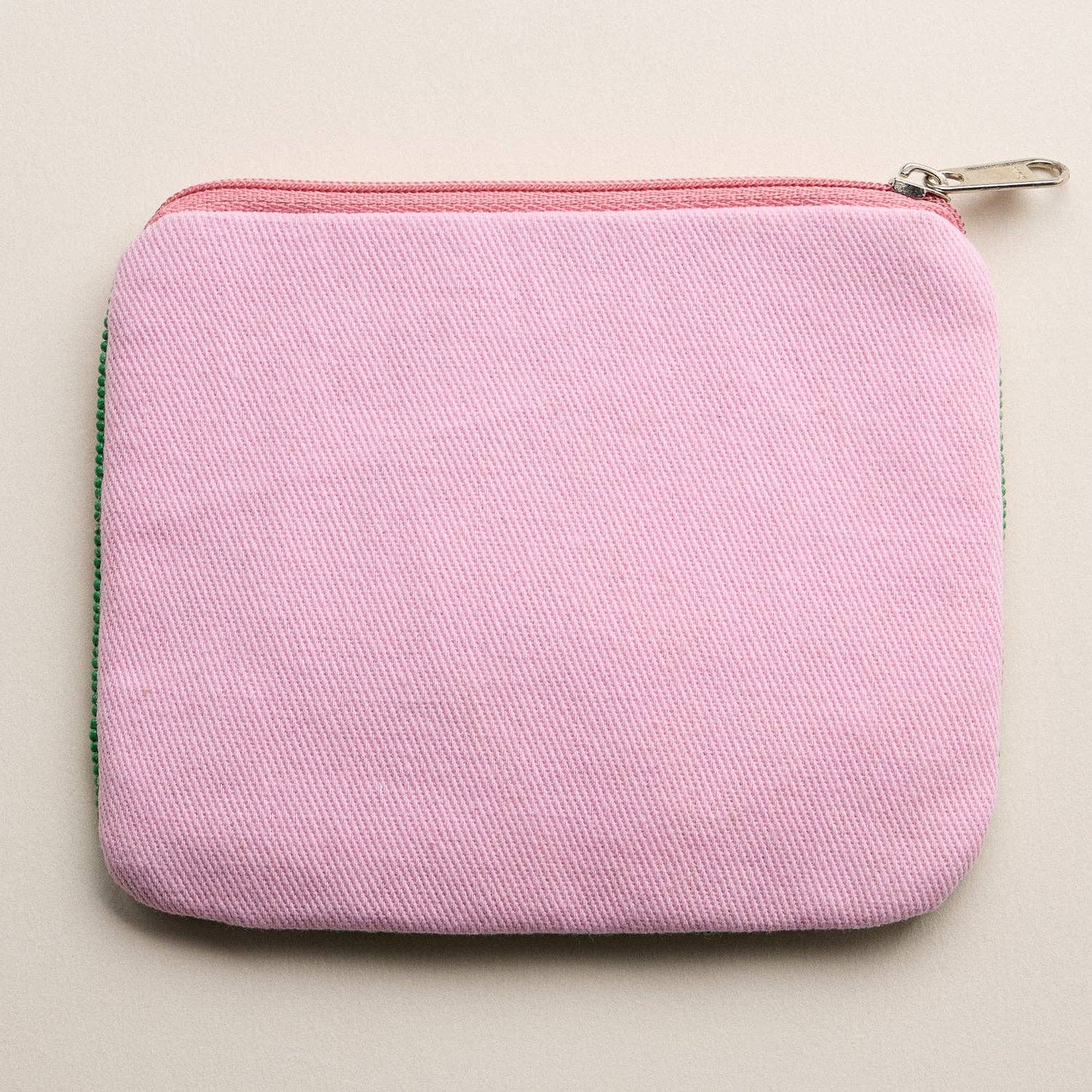 Beaded Sardine Tin Clutch – Pink Hand-Embroidered Sequin Zip Pouch: MT / ONE