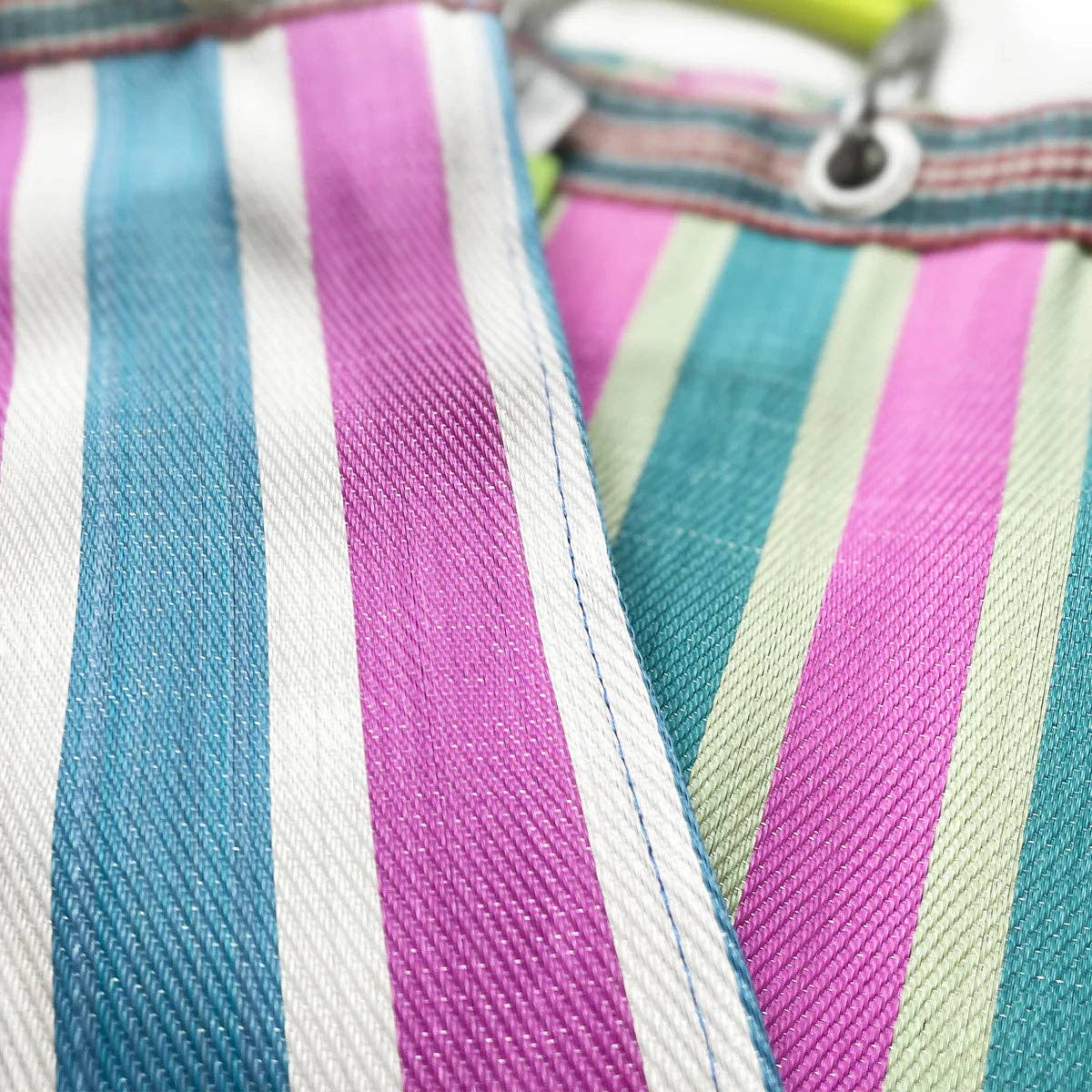RECYCLED PLASTIC STRIPE BAG - Square: Green x Purple