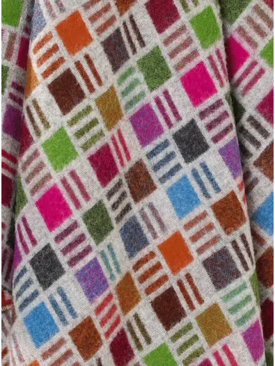 Merino Lambswool Throw Blanket - Ribbon Multi-Beige - Made in England,: Gray/Multi / Throw Blanket
