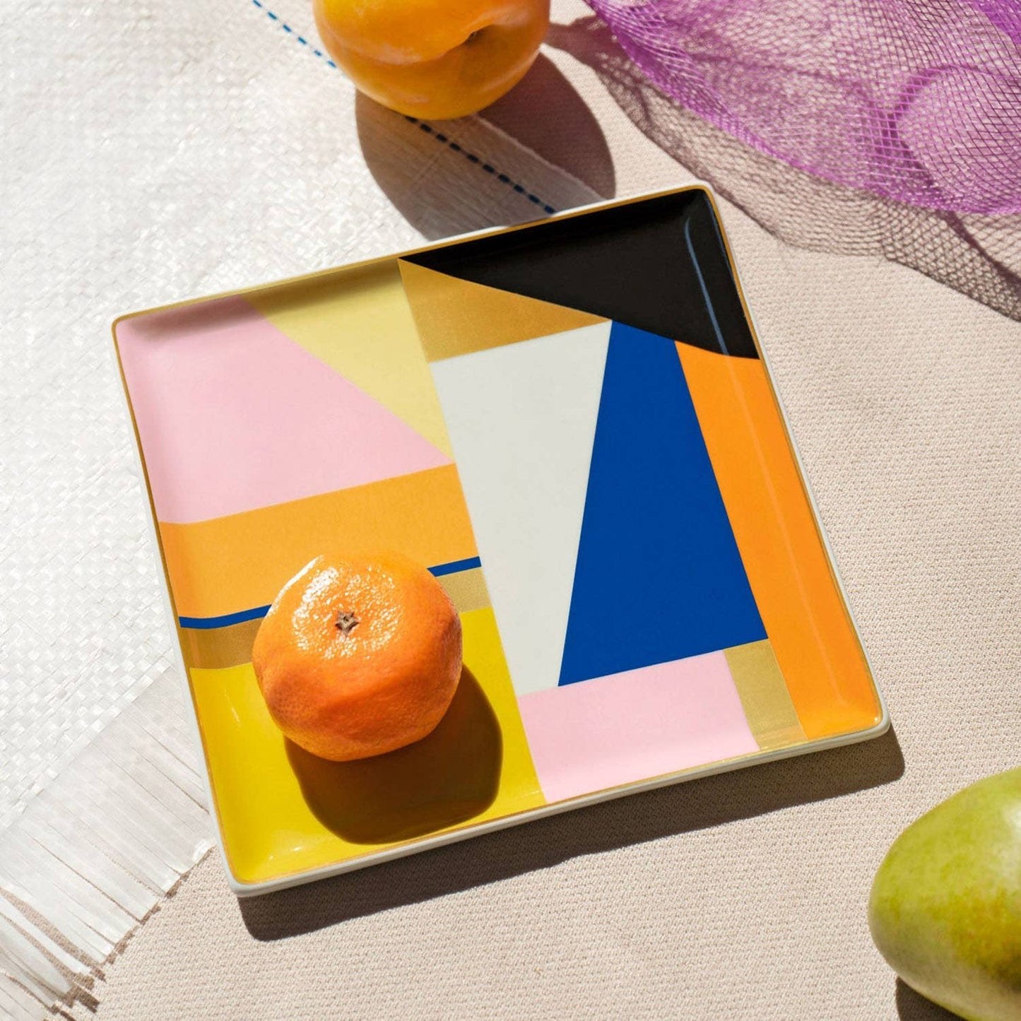 OCTAEVO Bazaar Ceramic Tray / Catchall, Gold accent, 6"