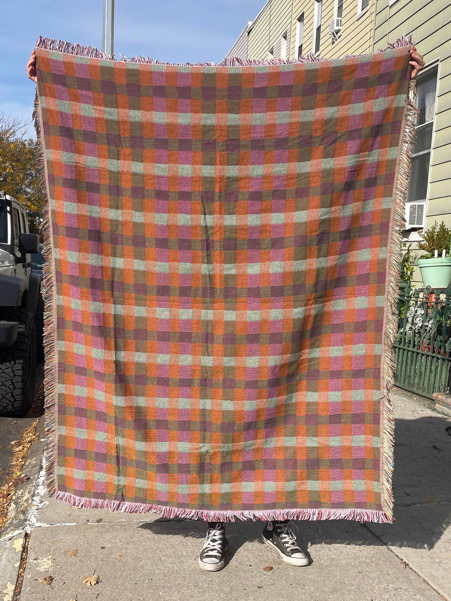 Wobby Plaid Woven Throw Blanket