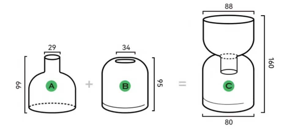 Two Way Terrarium Hydroponic Plant Vase / Candle Holder: Clear-Yellow