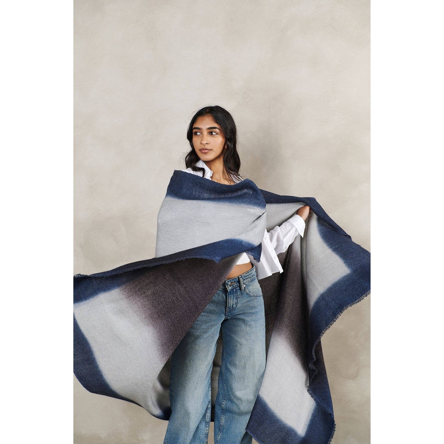 Moonstruck Blue Gray Handloom Merino Throw : Blue