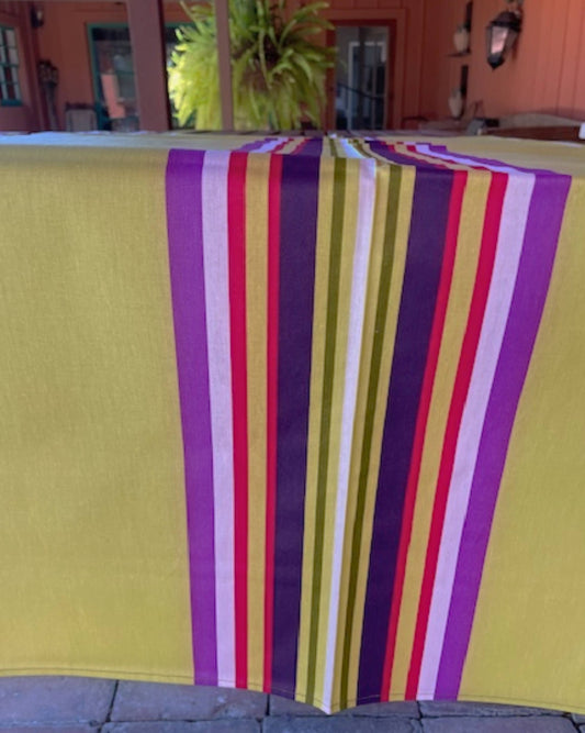 French Tablecloth Stripe Basque Coated Tablecloth Collection: Anis