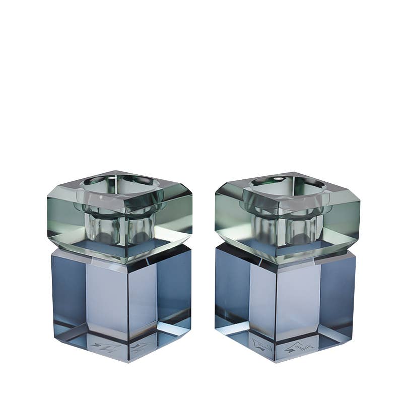 Regal Two Tone Candleholders: Frosted/Clear