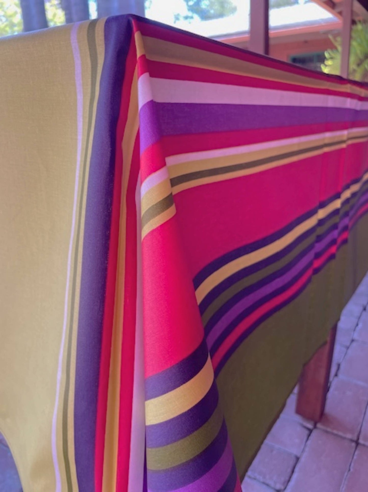 French Tablecloth Stripe Basque Coated Tablecloth Collection: Anis