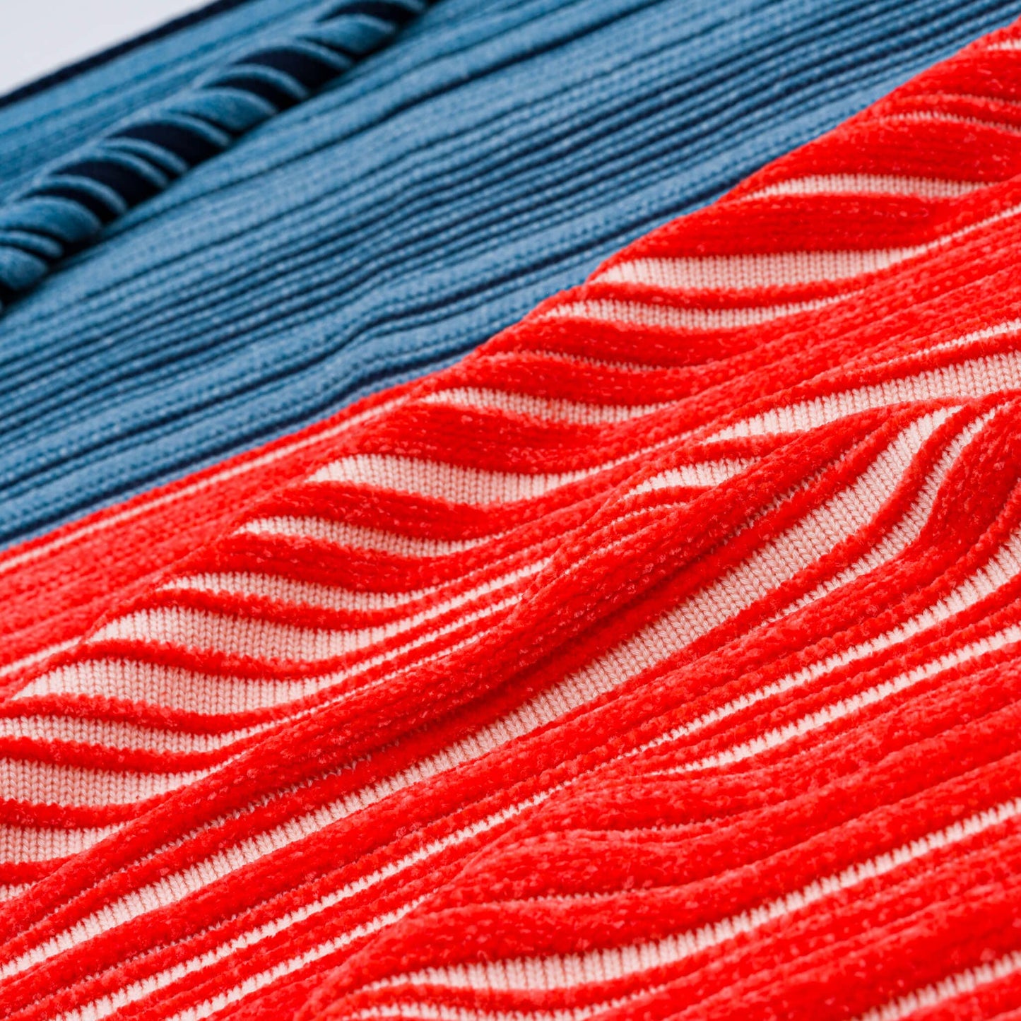 Retro Chenille Throw: Navy Stone Blue