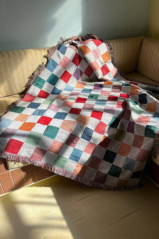 Tile Checker Woven Throw Blanket