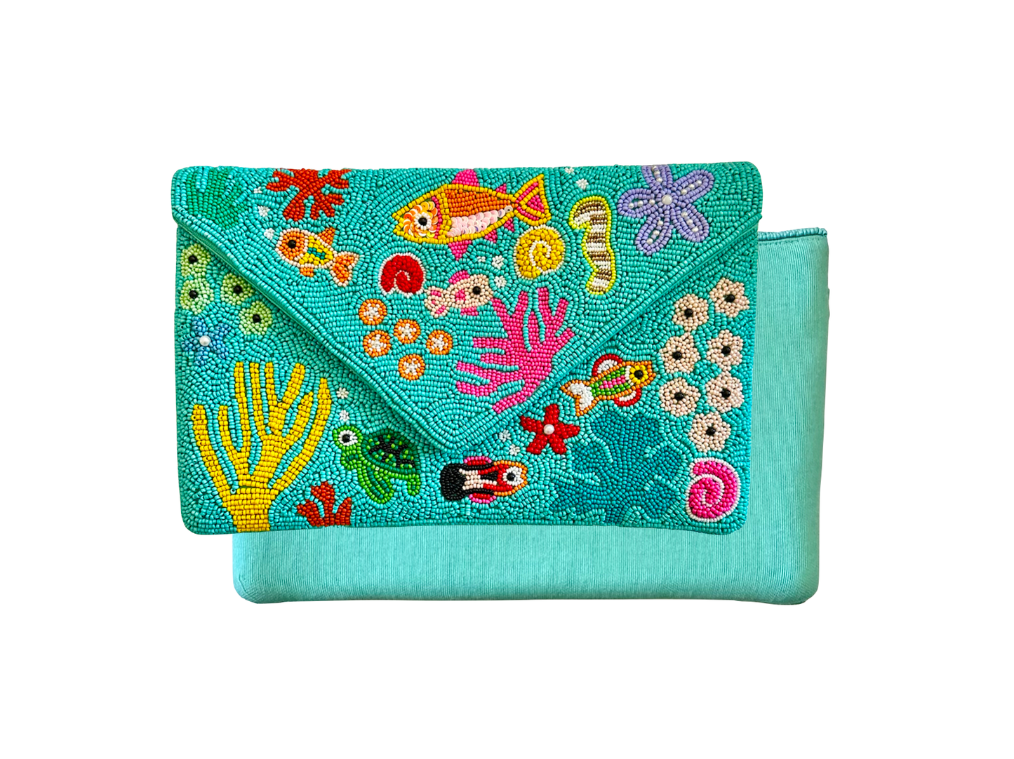 Sea Life Clutch Crossbody Beaded Beach Bag Seahorse Starfish