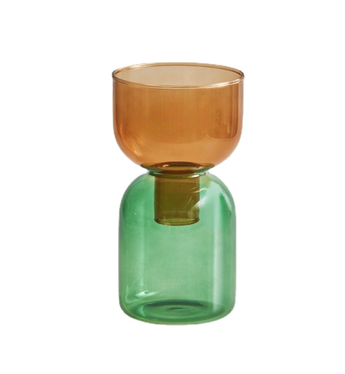 Two Way Terrarium Hydroponic Plant Vase / Candle Holder: Clear-Yellow