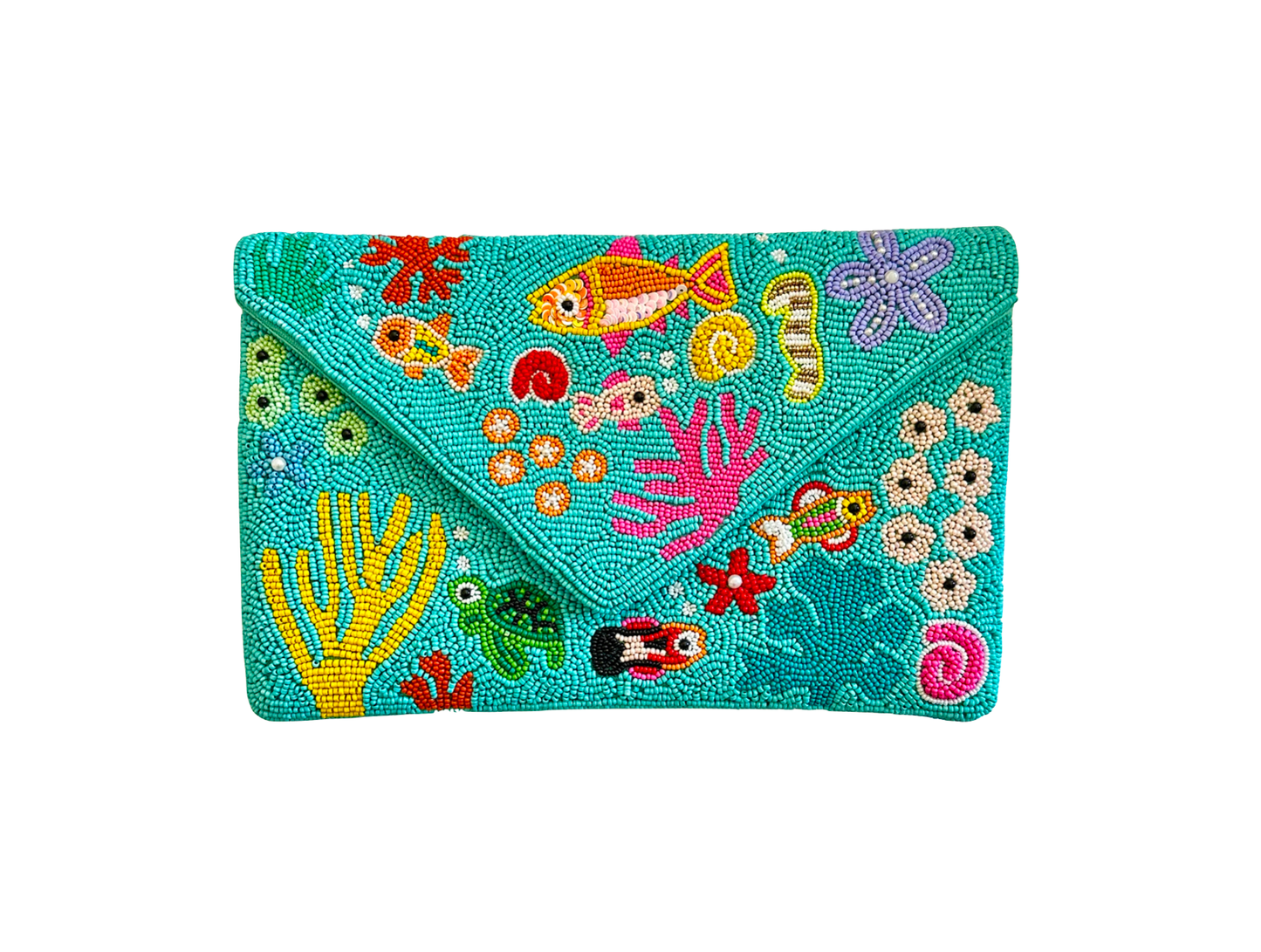 Sea Life Clutch Crossbody Beaded Beach Bag Seahorse Starfish