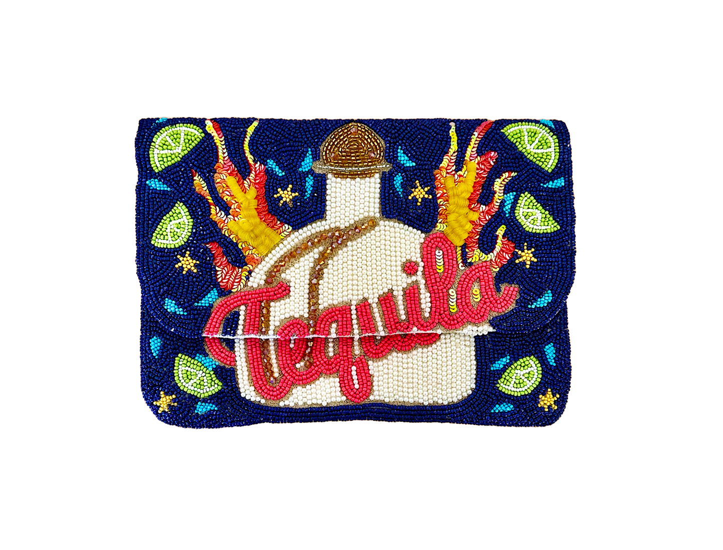 Beaded Tequila Clutch Crossbody Bag 