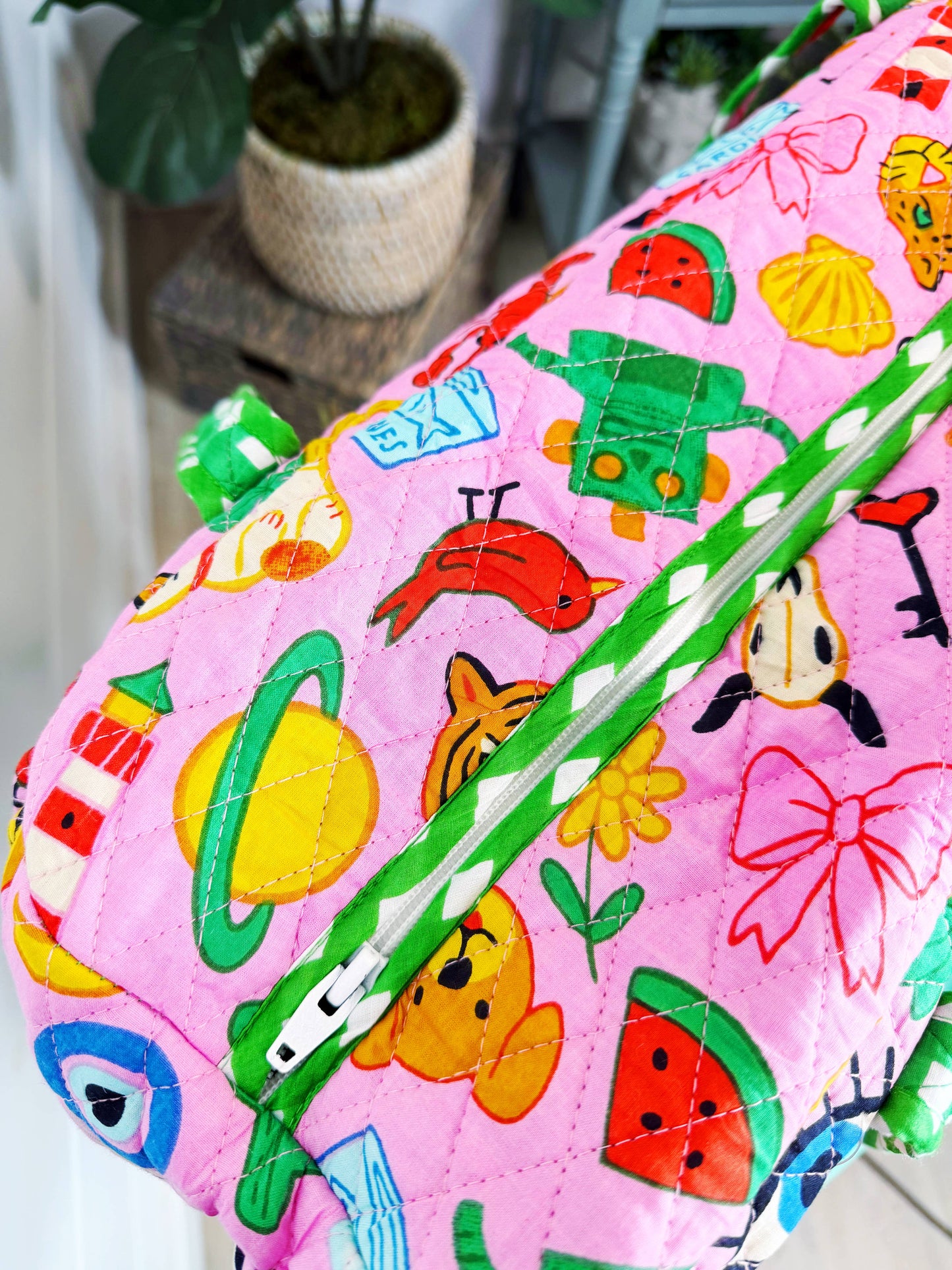 Quilted Weekender Duffle Bag | Lucky Vibes Pink