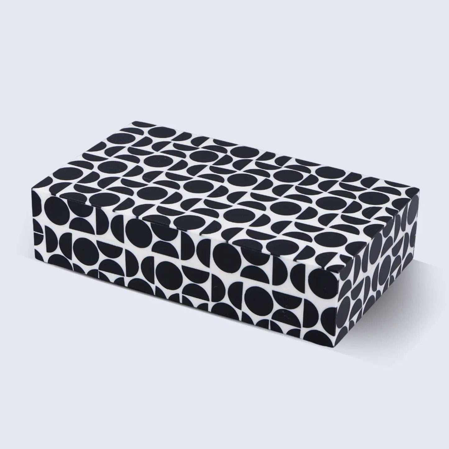 Black White Resin Inlay Handmade Gift Decorative Boxes: 10x4.5x2.5