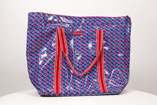 Weave Blue Red Big Beach Tote Bag