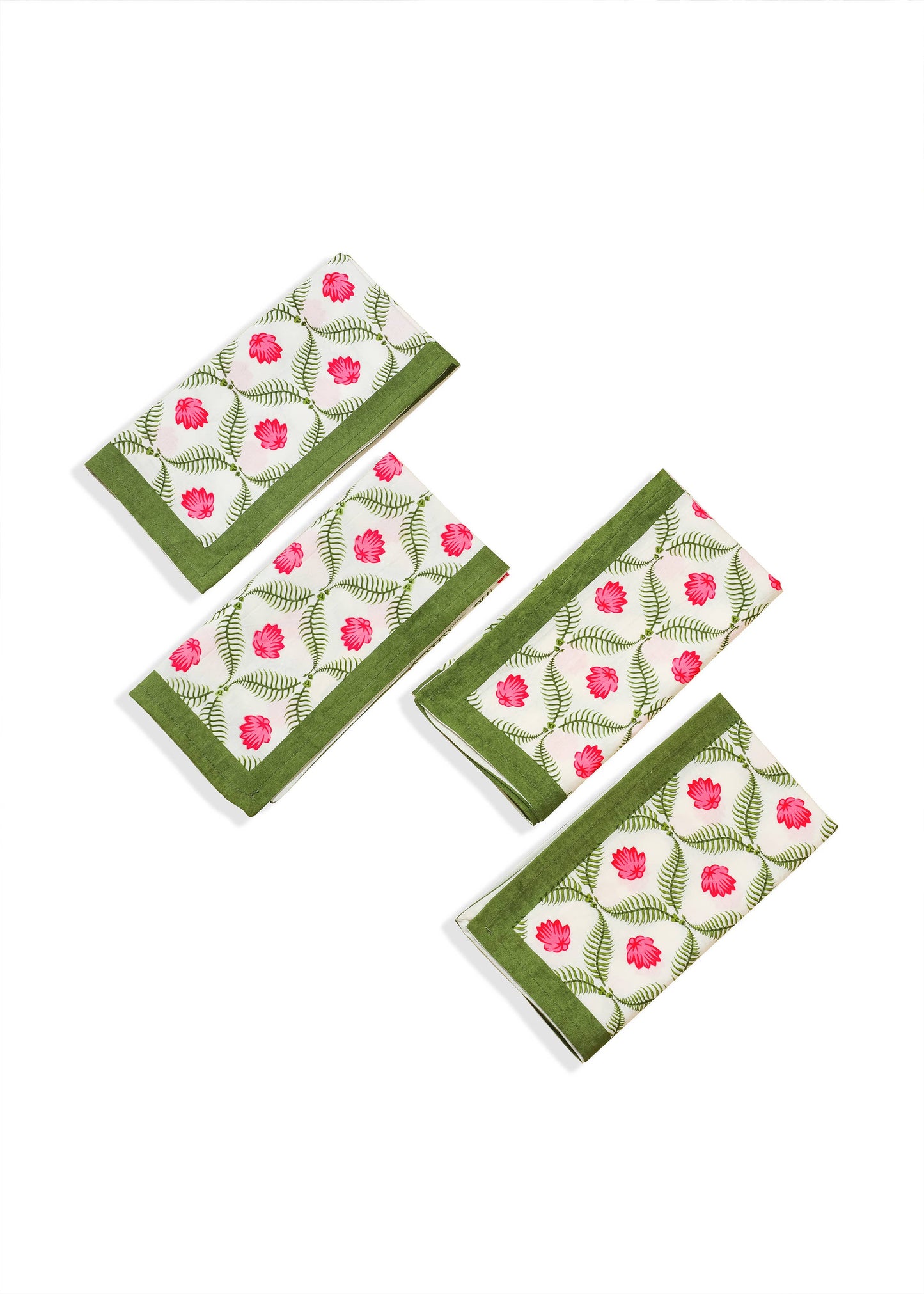Lotus Garden Block Print Cotton Napkins