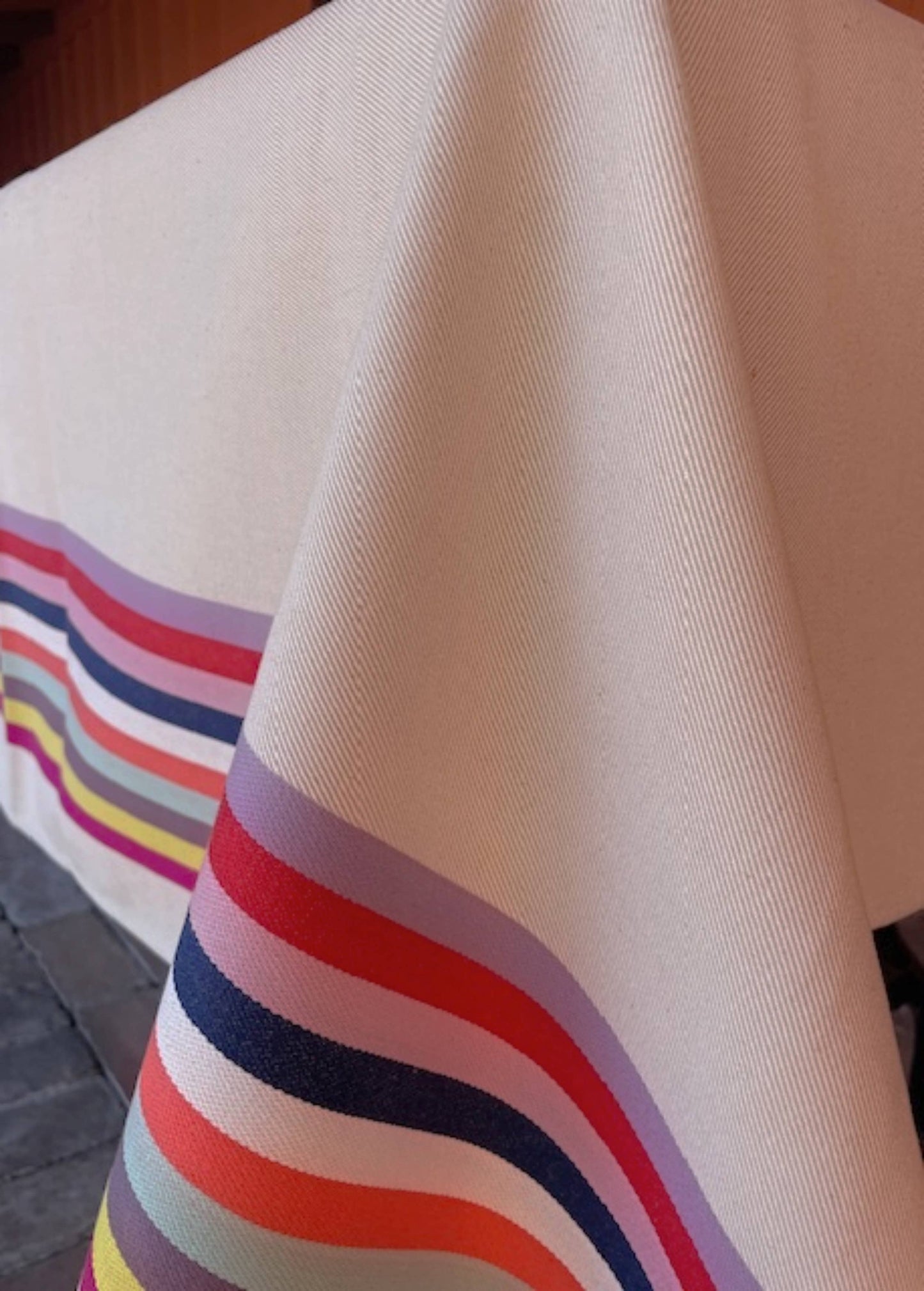 French Tablecloth Basque Stripe: Tutti Fruiti / 66x66 inches
