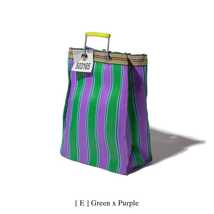 RECYCLED PLASTIC STRIPE BAG - Rectangle D15: Red x Blue