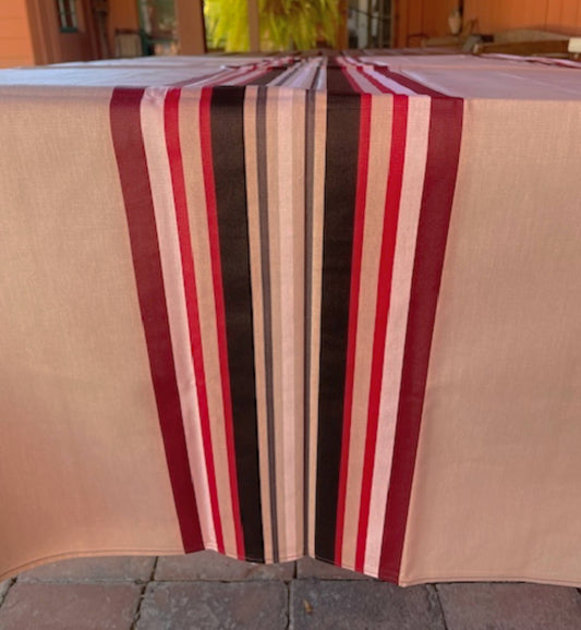 French Tablecloth Stripe Basque Coated Tablecloth Collection: Red