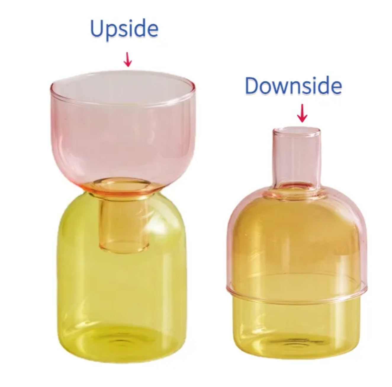 Two Way Terrarium Hydroponic Plant Vase / Candle Holder: Clear-Yellow